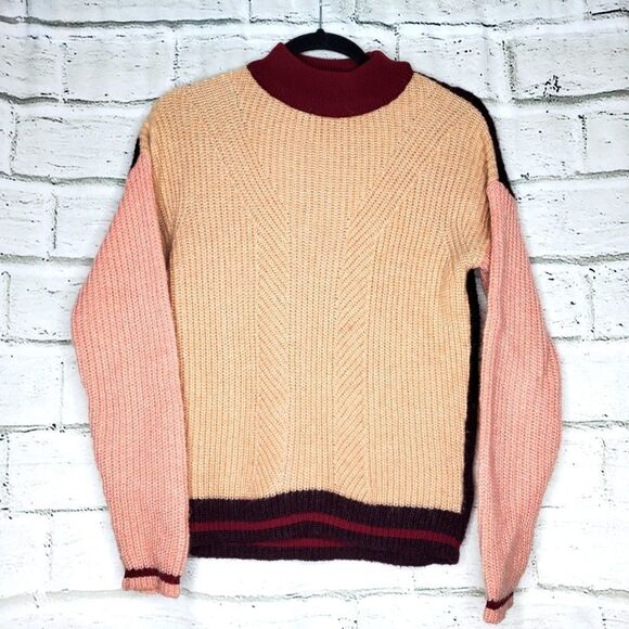 Topshop color block size 4 turtleneck sweater - Picture 1 of 7